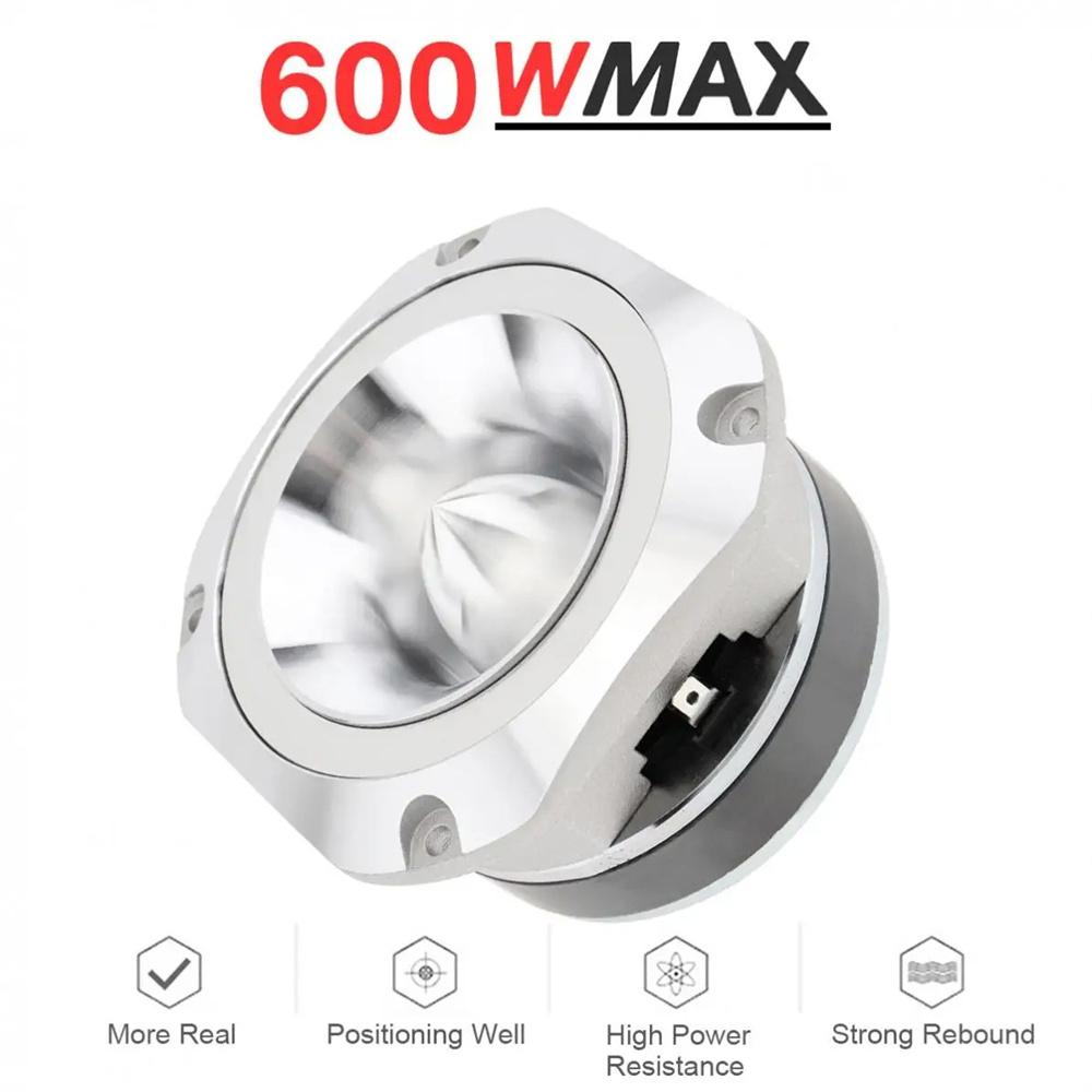 4" Inch 600W Car Audio Tweeter Aluminum 6-Ohm For Vehicle Stereo Modified Silver