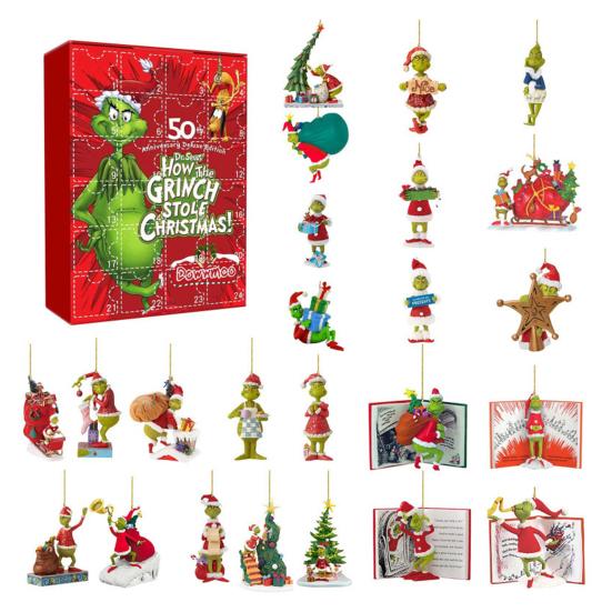 Рождественский Адвент-календарь 2024 24 шт. Фигурки зеленых эльфов Рождественский календарь обратного отсчета Мультфильм