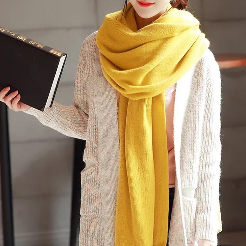 Autumn and Winter Korean Popular Solid Color Imitation Cashmere Knitted Yarn Scarf for Men and Women Versatile Scar