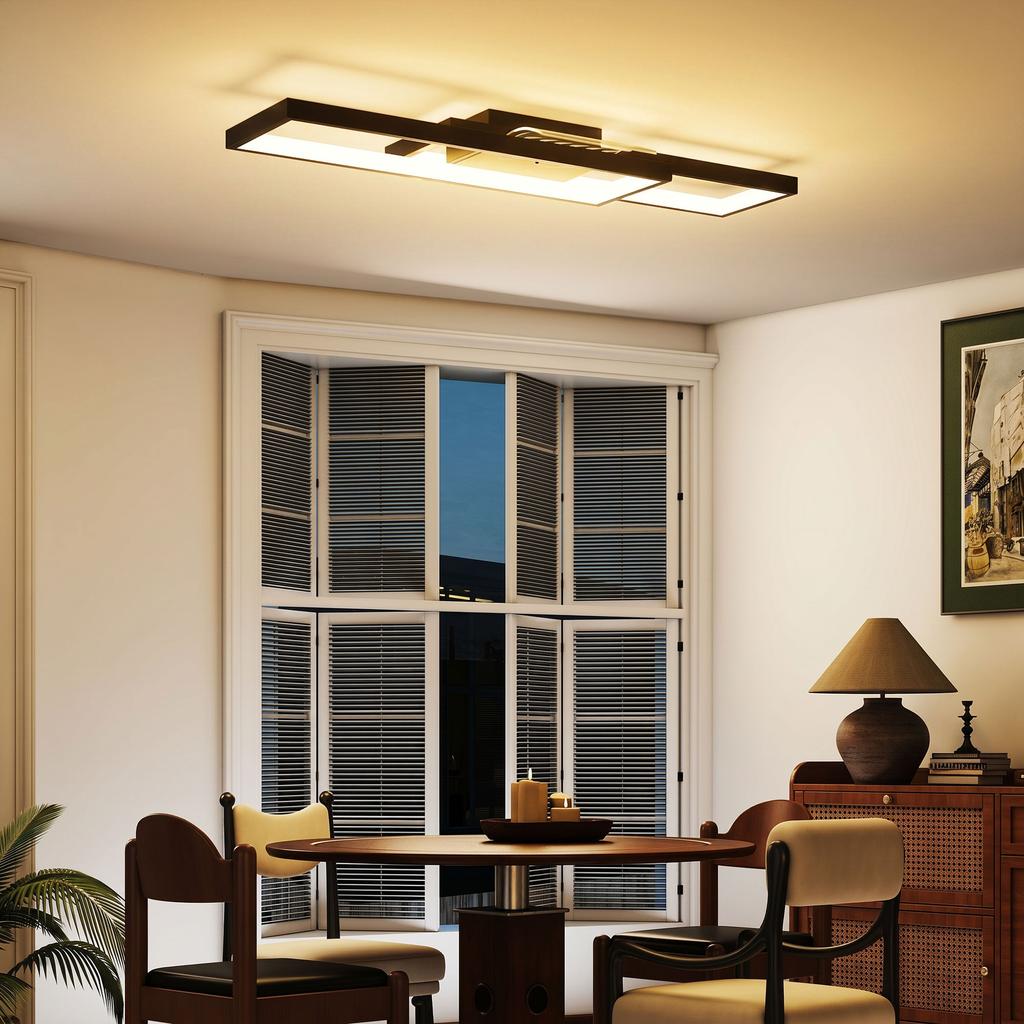 Ceiling Light LED 43W 4600LM 3000-6000K Dimmable Ceiling Lamp Flat with Remote Control Wall Switch 70 x 30 x 7 cm Black