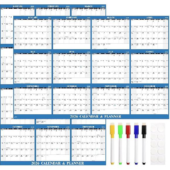 2026 Dry Erase Calendar for Wall - 2026 Calendar Dry Erase, Yearly Wall Calendar, 48" x 32", Jan.2026 - Dec.2026, 2026 Wall Calendar Dry Erase, Large