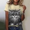 Women's T Shirt Cat Print Casual Short Sleeve 3d T-Shirts Streetwear Crew Neck Pullover Summer Female Oversized Clothing