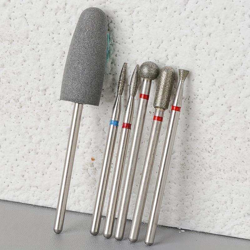 6 алмазных фрез для маникюра, твердосплавные насадки для маникюрных аппаратов, удаляющие омертвевшую кожу с края инструмента для маникюра.