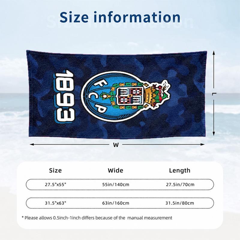 FC Porto Microfiber Beach Towel Quick Dry Sand Free Lightweight Beach Towels for Travel Swimming Camping