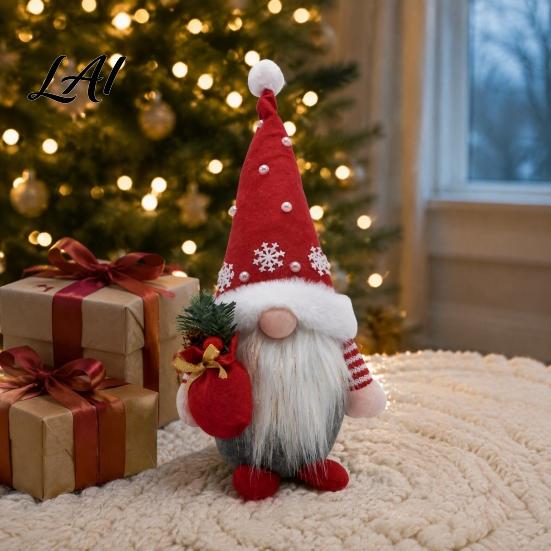 Snowflake Pattern Holiday Decor Christmas Gnome Plush Figurines Faceless Santa Stuffed Cloth Dolls Desktop Figures Scandinavian Elf Tabletop