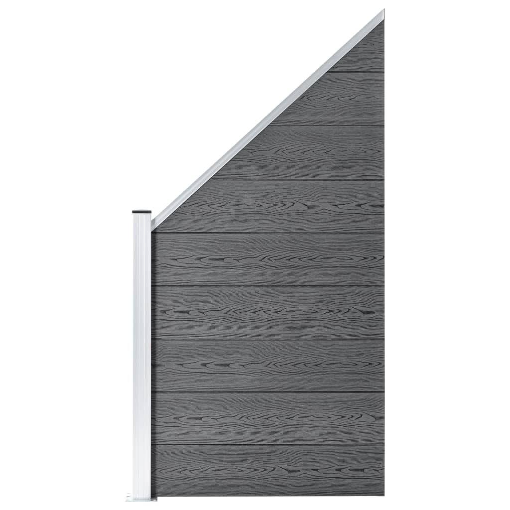 WPC Fence Set 4 Square Panels + 1 Diagonal Panel 792 x 186 cm Grey