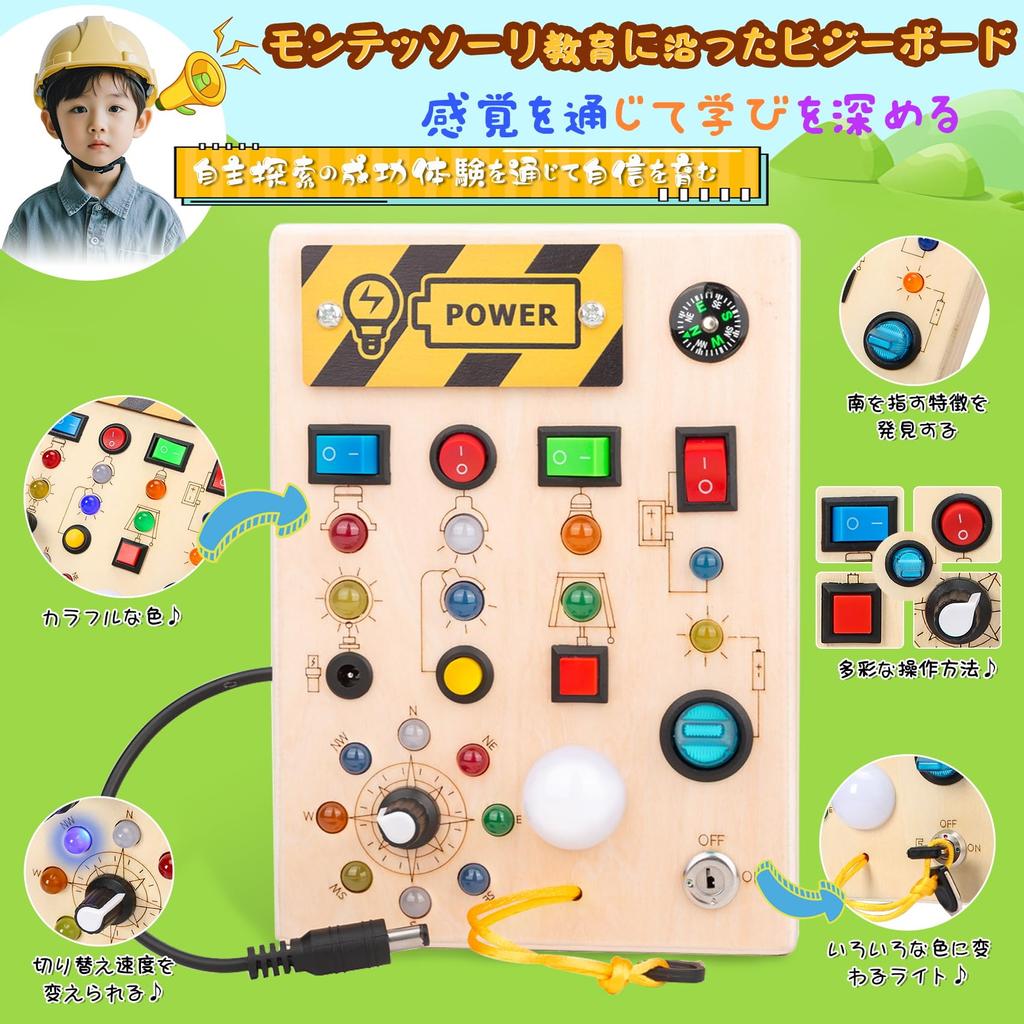 Bacolos Montessori Toy Busy Board Educational Toy 1 2 3 4 Years Old Boys Girls Birthday Present Toddler Educational Toy LED Toy Fingertip Education