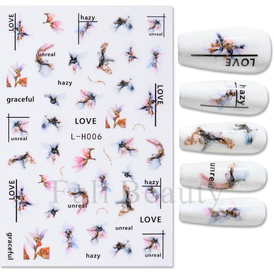 3D золотые наклейки для ногтей цветочные растения наклейки для ногтей цветочные мраморные цветочные ползунки маникюрные украшения