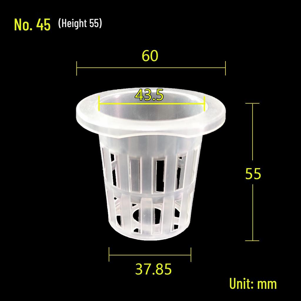 Black Hydroponic Root Holder 55 | No. 45 Plastic Planting Basket Cup for Soilless Cultivation