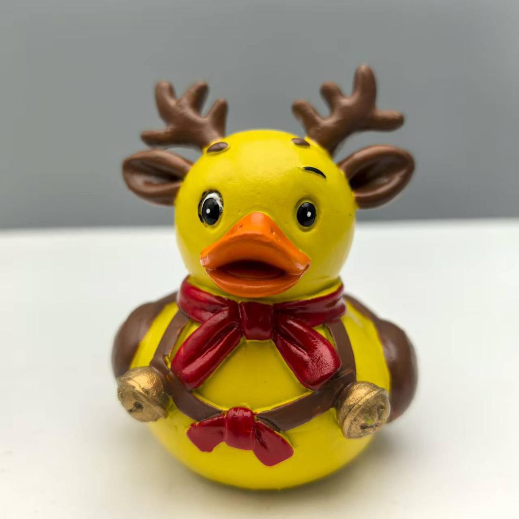 Christmas Duck Resin Figurine Resin Delicate Duck Decorative Model Toy for Patio and Yard Lawn Porch Decor