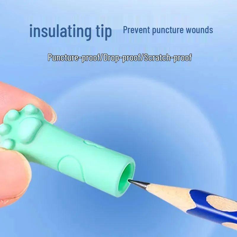 Мягкий силиконовый колпачок для карандаша в виде кошачьей лапки и вспомогательное приспособление для захвата для детей - Мультяшный ластик-рукав для мальчиков и девочек