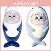 Cute Shark Plush Pillow With Cat Face Stuffed Animal Blue/grey 30/60cm Super Soft Short Plush