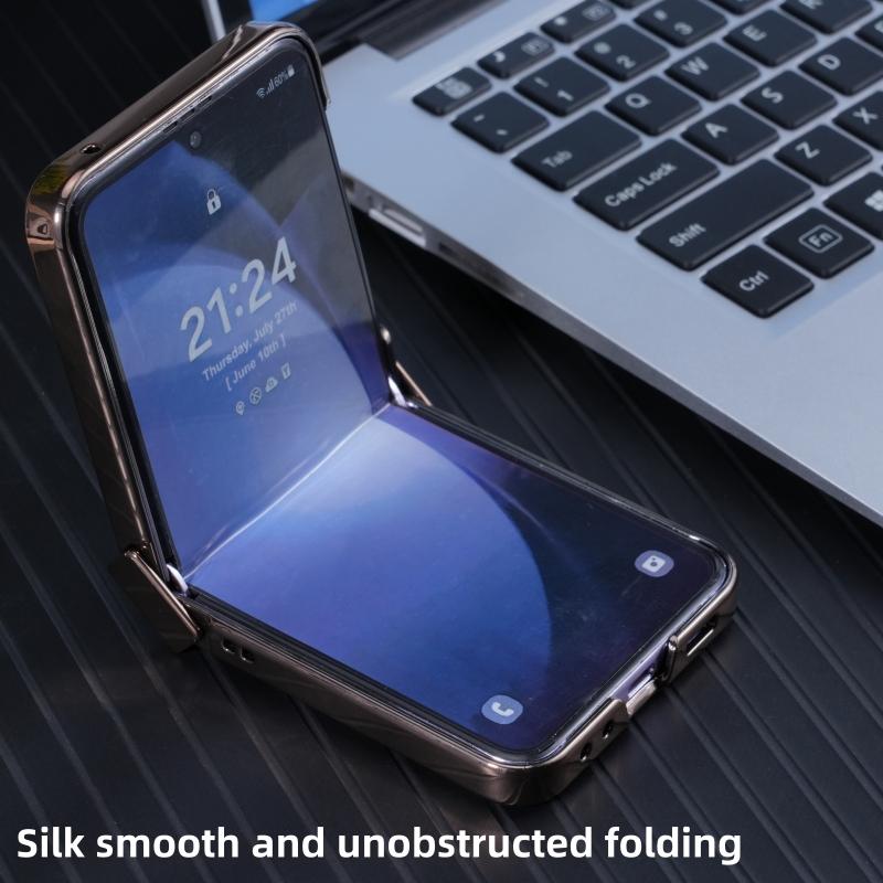 Для Samsung Galaxy Z Flip 7 6 5 4 3 Кожаный чехол-книжка с текстурой личи, магнитный, защита от отпечатков пальцев, противоударный