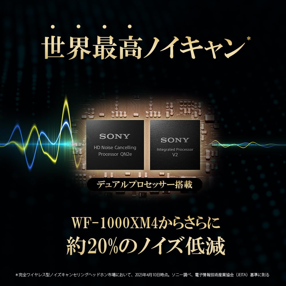[Участвует в кампании расширенной гарантии] Беспроводные наушники Sony с шумоподавлением WF-1000XM5: Полностью беспроводные  Невероятная производительность шумоподавления
