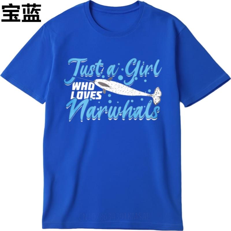Rock Unisex Oneck T Shirt Graphic Just A Girl Who Loves Narwhals Retro Teenagers Top Tees Comfort Tshirt Oversized Tshirt