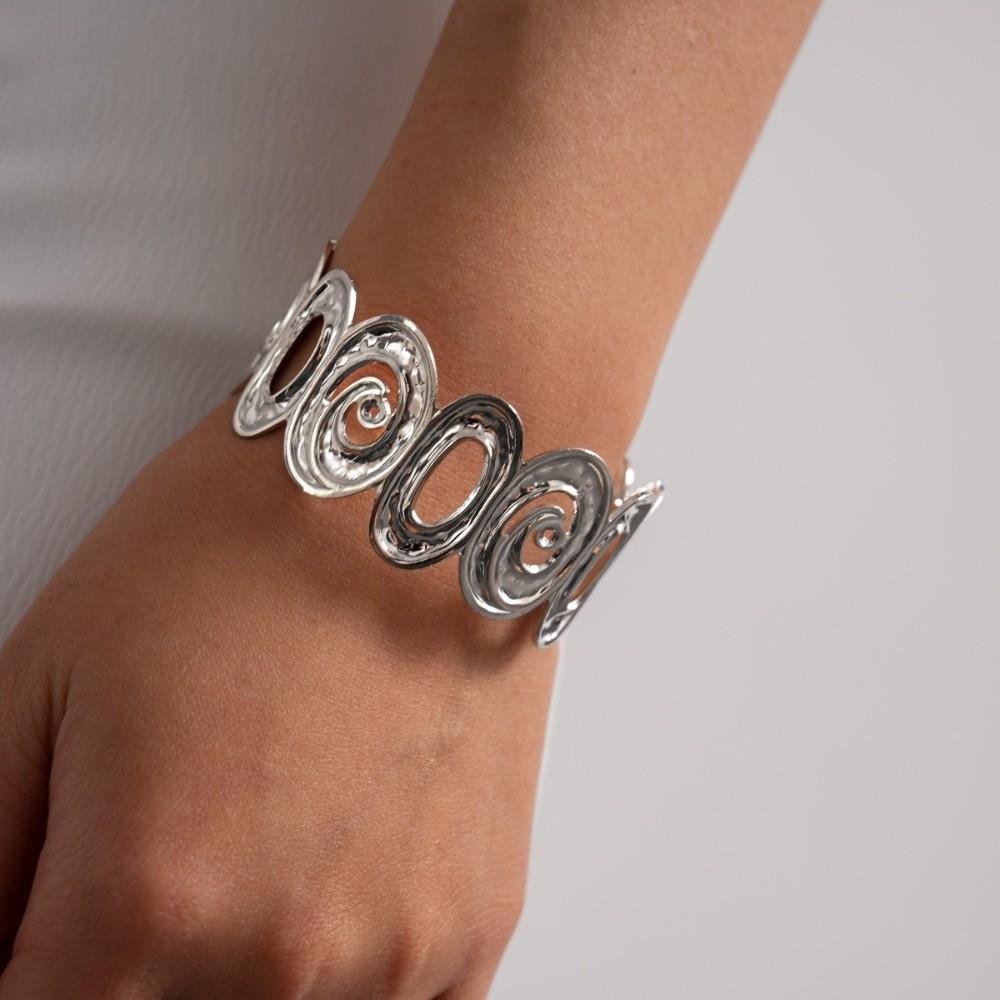 Metal Cuff Bangle Bracelet Non-Fading Women Wristband Fancy Spiral Arm Bracelet Party