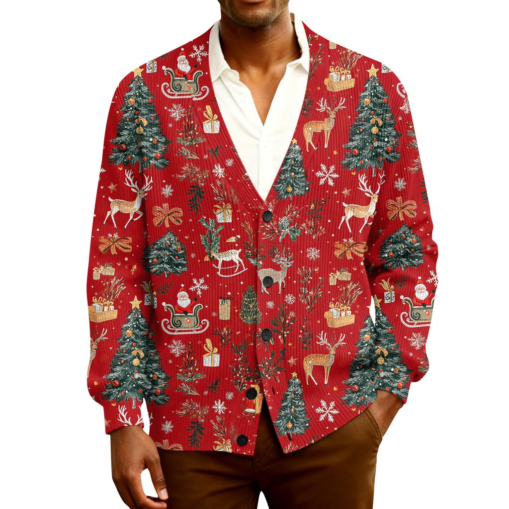 Мужской кардиган с длинным рукавом, рубчатой вязки