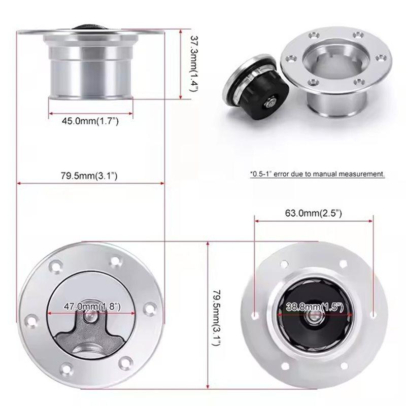 X95-Aluminum Billet Fuel Cell Tank Cap Polished Finish/ID 35.5Mm 6-Hole Fuel Surge Tank Cap Flush Mount