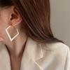 925 Silver Needle Geometric Square Earrings Metal Cool Wind Ring Personality Exaggerated Temperament Earrings