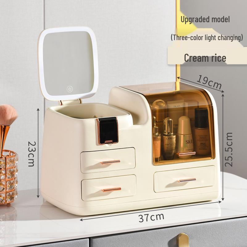 Высококлассное светодиодное зеркало, косметический органайзер для хранения средств по уходу за кожей и демонстрации помад