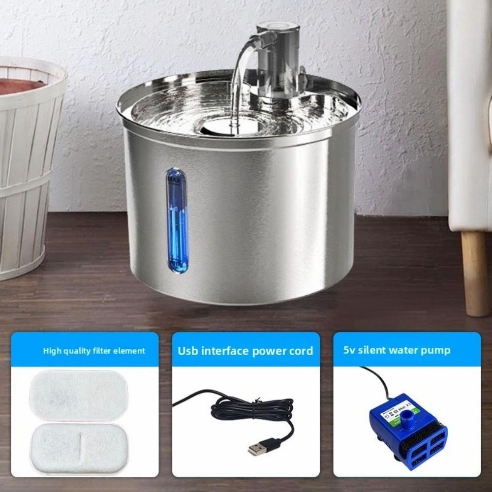 New 3L Pet Water Fountain Large Capacity Automatic Water Dispenser Efficient Filtration Stainless Cat Feeder For Dog Cat
