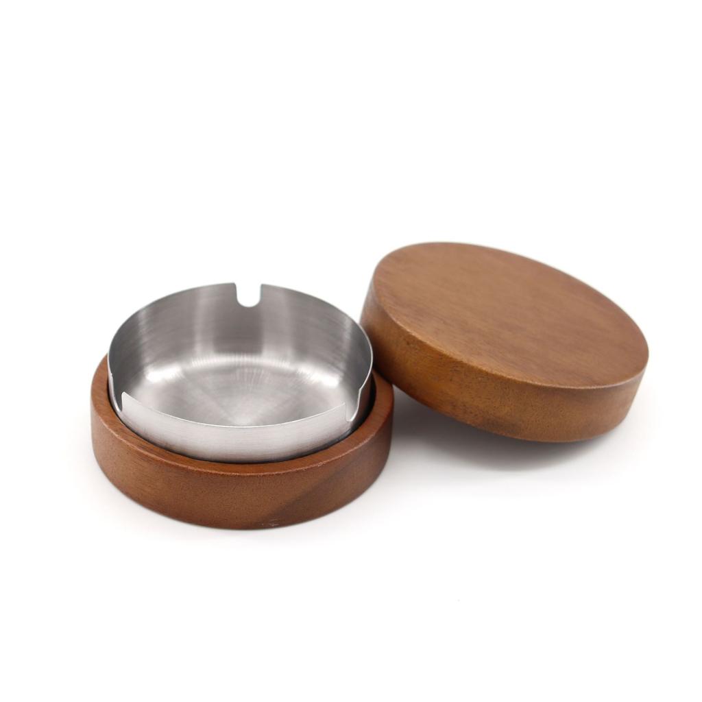 New Handmade Walnut Wood Anti-fly Ash Ashtray Portable with Cover Anti-slip Ash Tray for Home Heat Resistant Smoking Accessories