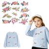 12Pcs/sheet Flower Heat-Adhesive Clothing Patches For Woman Girl Heat Transfer Diy Clothes Sticker Parches Ropa Hoodies T-Shirt