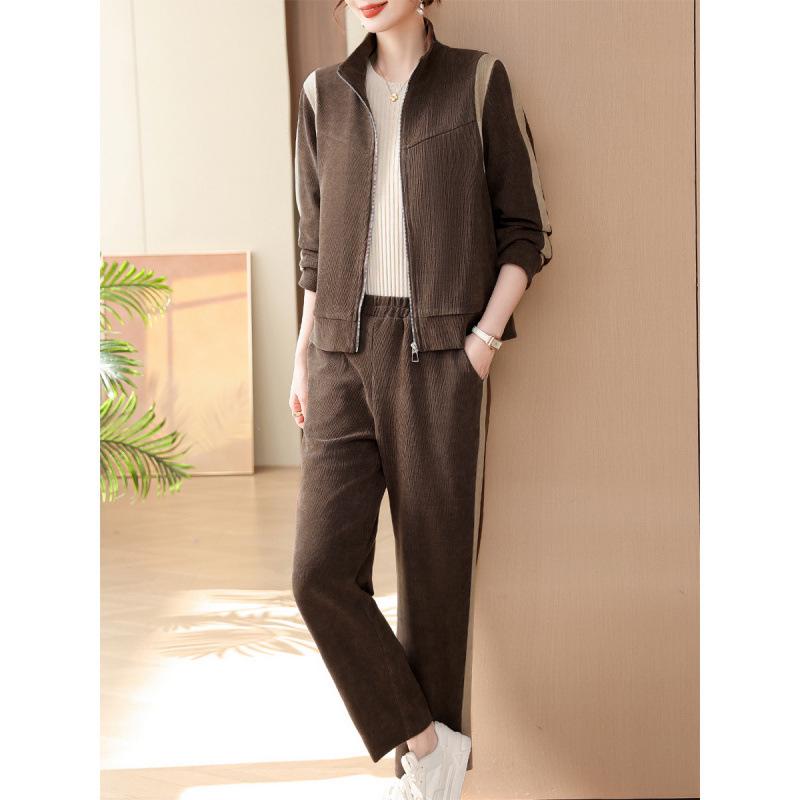 Осенний повседневный комплект-двойка для женщин среднего возраста - Модная спортивная одежда больших размеров