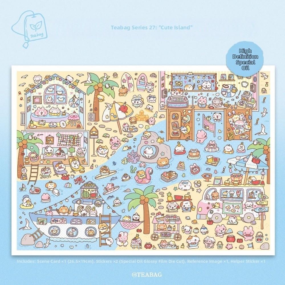 PET Die Cut Miniature Scene Sticker Cute Animals Mini Landscape Sticker Kid Gifts