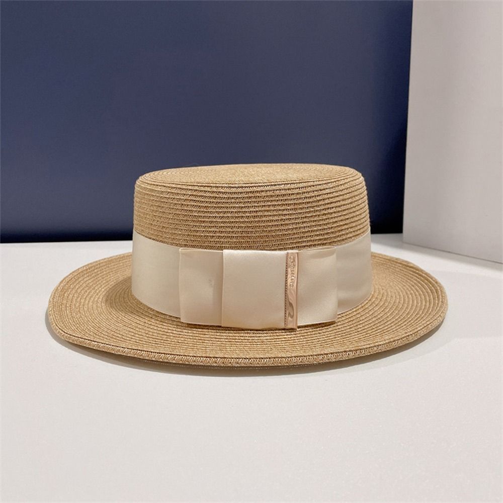 Sun Protection Ladies Sun Hat Satin Bow Visor Cap British Style Beach Hat Sun Protection