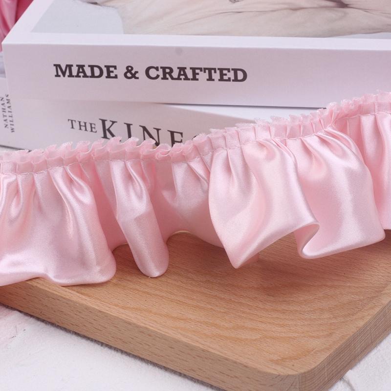 10 м Двухслойная оборка с кружевной отделкой, блестящая атласная плиссированная лента, кромка ткани, подгиб для свадебного платья, кукольного платья, DIY детское шитье, рукоделие