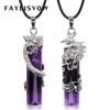 Amethyst Dragon Phoenix Matching Couple Necklace Cylindrical Yin Yang Pendant Radiation Healing Crystal Quartz Natural Gemstone