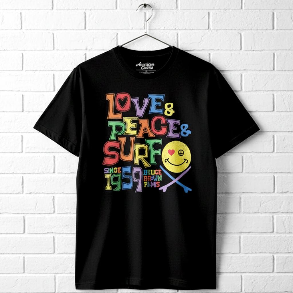 Bruce Brown Films Love Peace & Surf Men's T Shirt