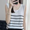 Женская майка в полоску MODERN NEW SAGA летняя футболка без рукавов вязаный топ повседневный жилет женский с круглым вырезом