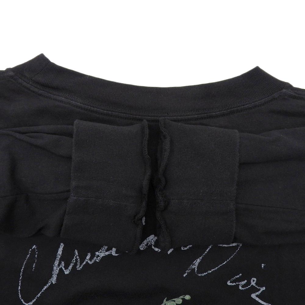 Dior Хлопковый топ с длинным рукавом и принтом ландышей на спине, цвет черный, размер S (49DJ645A0817) топы S черный б/у