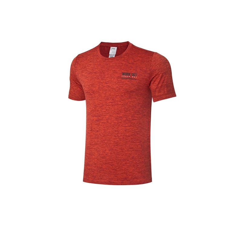 Мужские футболки Li Ning Красные с круглым вырезом Умеренный прямой крой ATSQ053-5