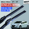For KIA Ceed 2010-2012 Car Windshield Wiper U-type Soft Rubber Frameless Bracketless Car Wipers 24"+18"