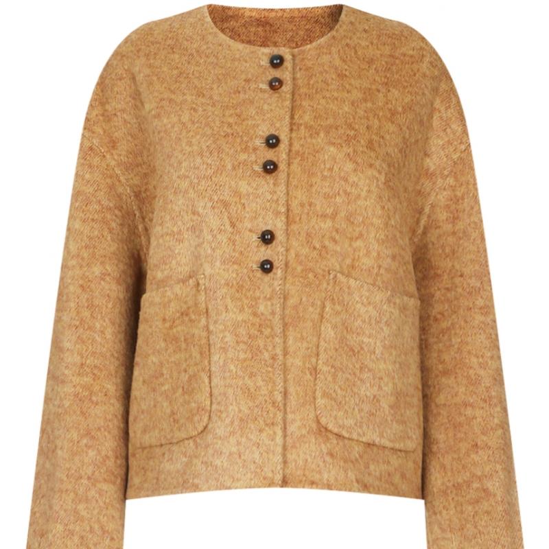 Shop Women S collarleSS Scarlet Handmade Jacket Beige Naru Wjp 20930