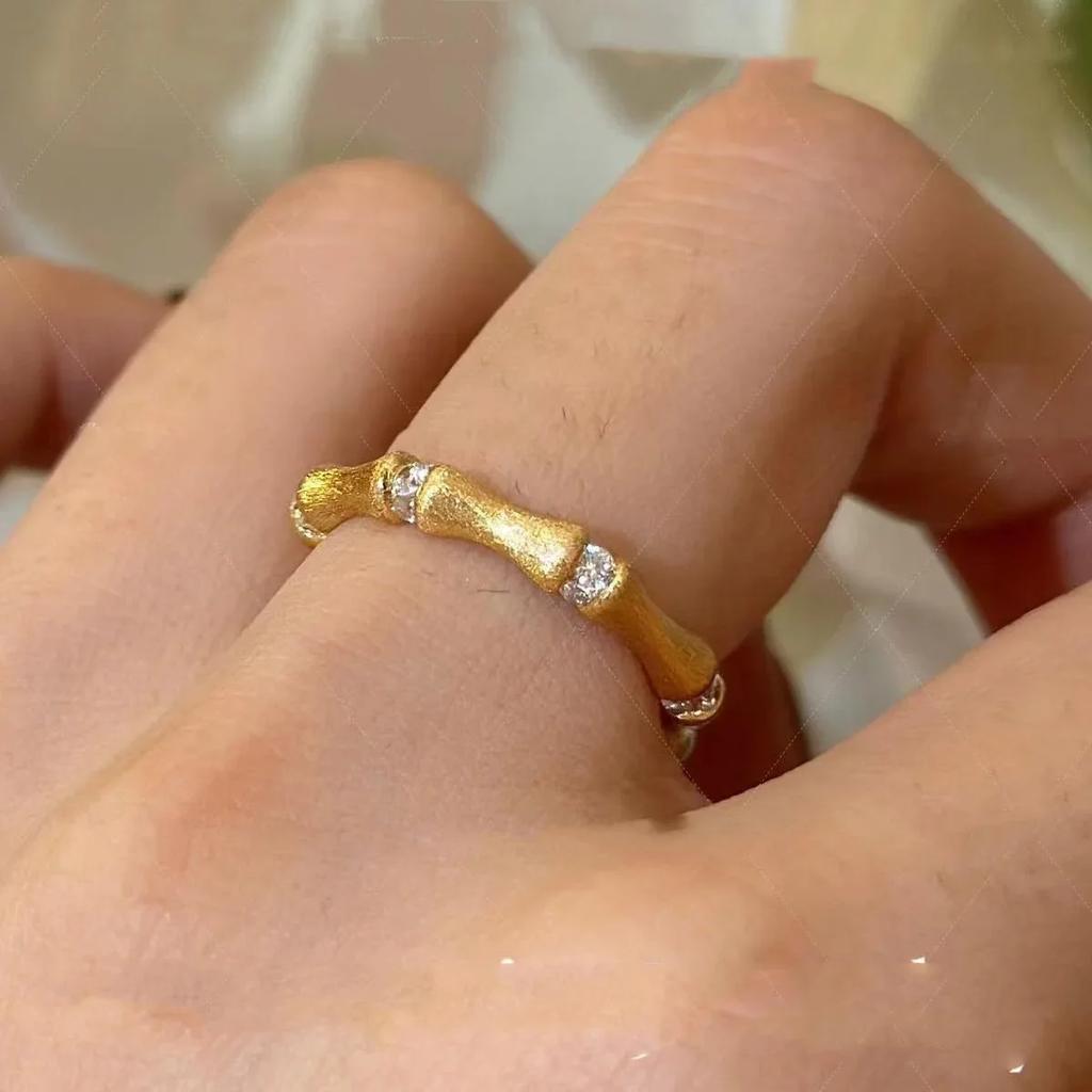 Высококачественные изделия из проволоки для волочения, новинка, кольца из бамбука с бриллиантами для женщин, простое легкое роскошное кольцо, пара, изящные ювелирные украшения