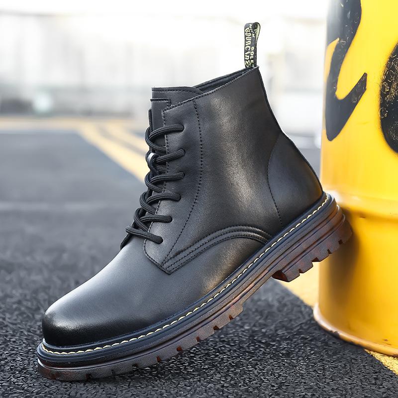 Модные ботинки Мартина на толстой подошве, мужские осенние высокие рабочие короткие ботинки, флисовые теплые ботинки на мягкой подошве, тренд