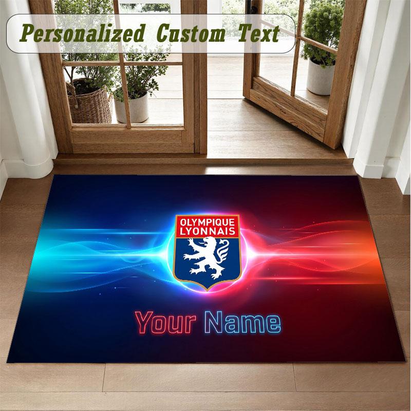 Crystal Velvet Square Rug Custom NameLyon FC Pattern Non Slip Home Floor Decor Rug