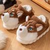 Winter Home Couple Shoes Women's Fluffy Dog Slippers Girl Animal Fur Slides Kawaii Funny Furry Shoes Woman Plush Booties Slipper