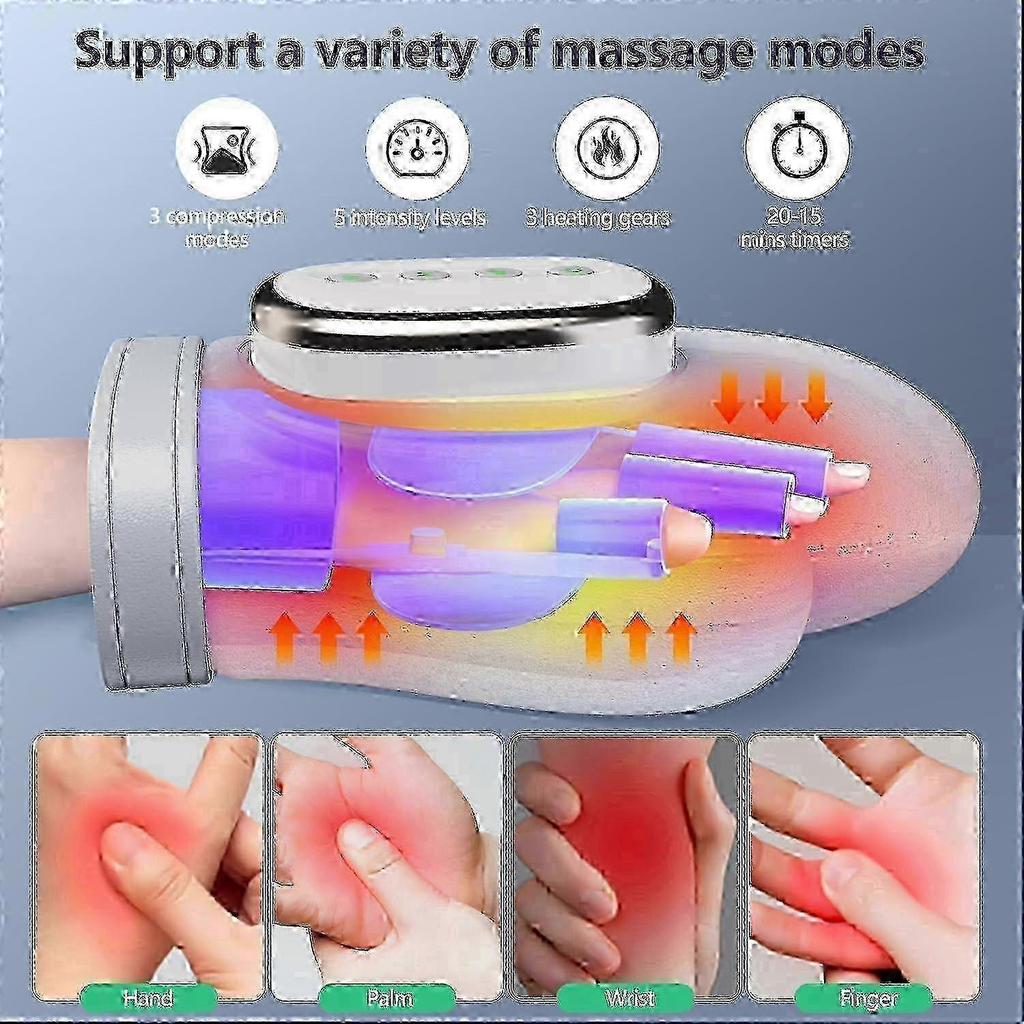 Hand Massager with Heat and Compression, For Arthritis and Carpal Tunnel Wrist Warmer Finger Massagers, Kneading Rollers Electric Cord