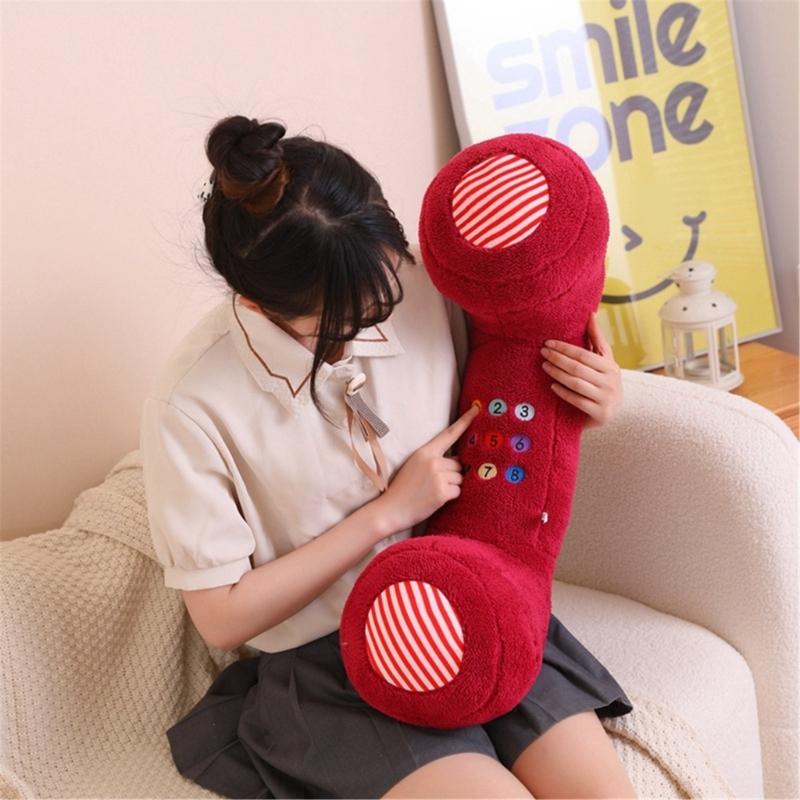 Plush Phone Throw Pillow Funny Telephone Doll Toy Sleep Pillow Christmas Decors for Bedroom Sofa Birthday Gift for Kid