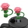 Flower Rose Straw Cover Caps Silicone Straw Tips Lid Dust-Proof Decor For Stanleys Topper 10mm K1B5