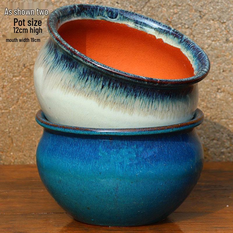 Large Handmade Coarse Pottery Plant Pot: Ceramic Orchid & Succulent Planter, Bougainvillea Zisha Jar.