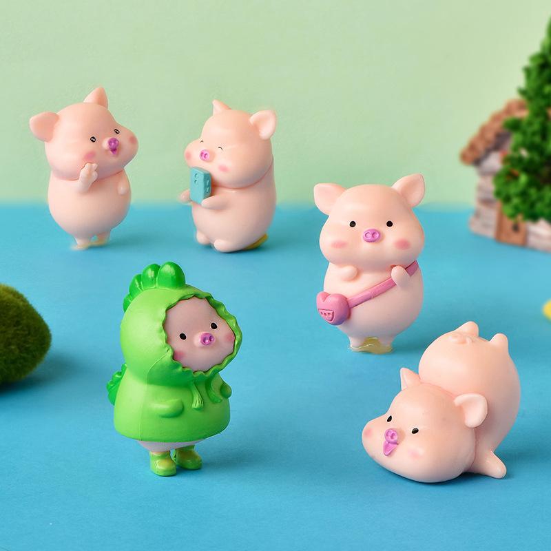 Мини-милая фигурка свиньи, модель животного, мох, микропейзаж, домашний декор, миниатюрные аксессуары для украшения сада фей