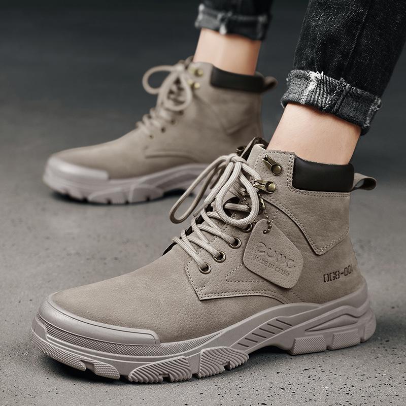 Модные высокие мужские ботинки высокого качества, трендовые удобные мужские рабочие ботинки, осенние новые оригинальные нескользящие мотоциклетные ботинки Casualr54