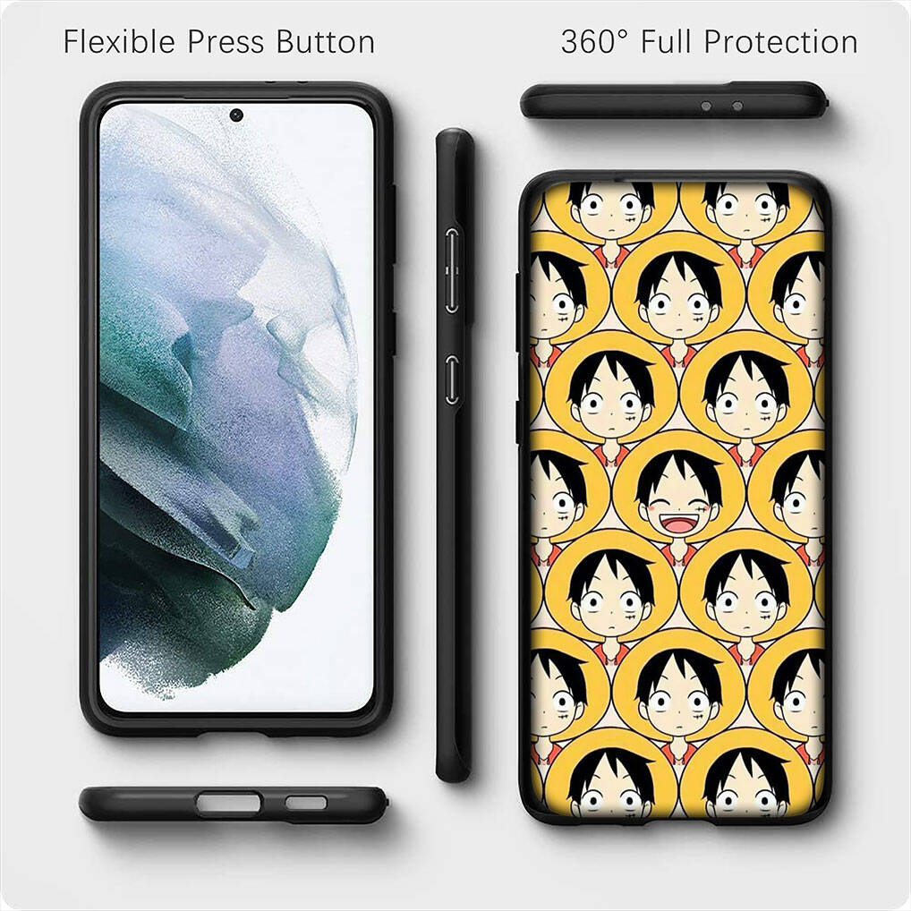 for Samsung Galaxy S25 S24 S23 S22 Ultra FE Plus A17 A37 A57 A56 A55 A06 A16 A15 A36 A26 A35 A05 A25 A54 A34 Phone Case Lovely Luffy Gear 5 One Piece