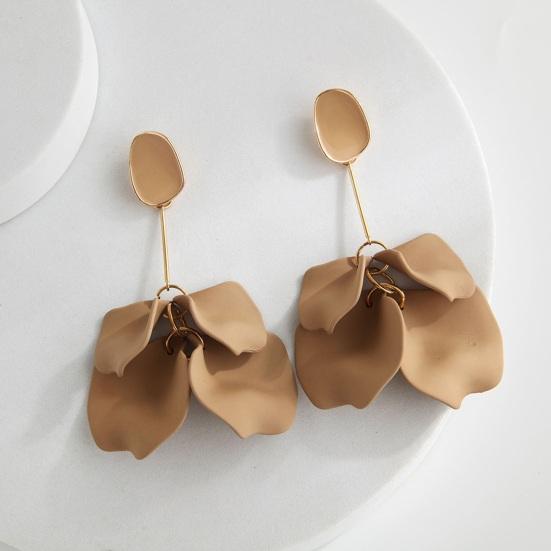 1 Pair Rose Flower Petal Drop Earrings Exaggerated Dangle Earrings Women Piercing Stud Earrings Jewelry Gift